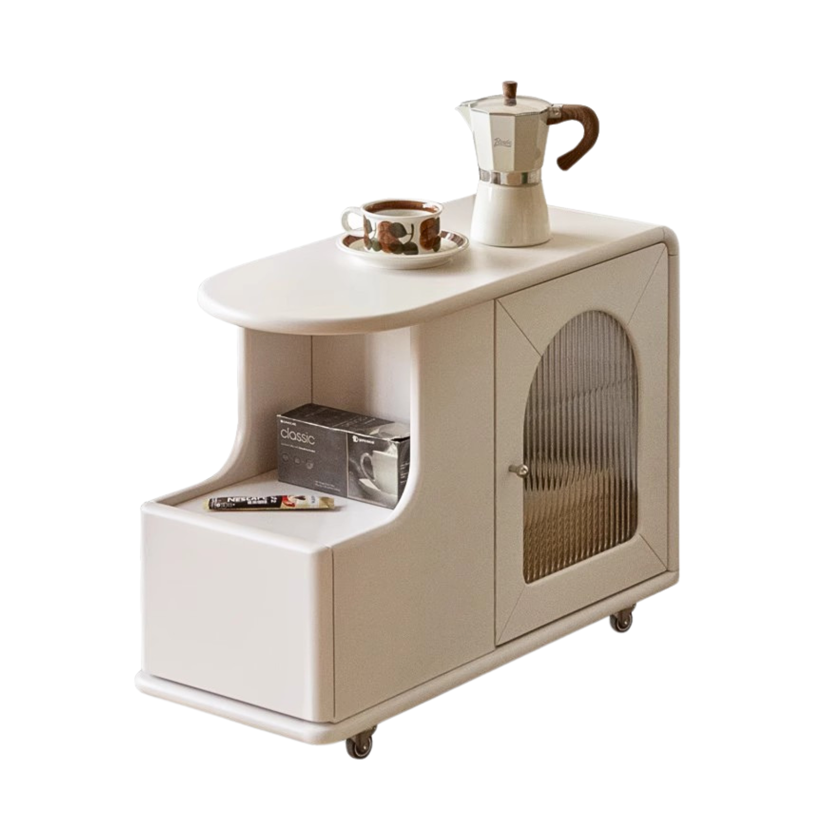 Poplar Solid Wood Edge Side Table French Cream Style