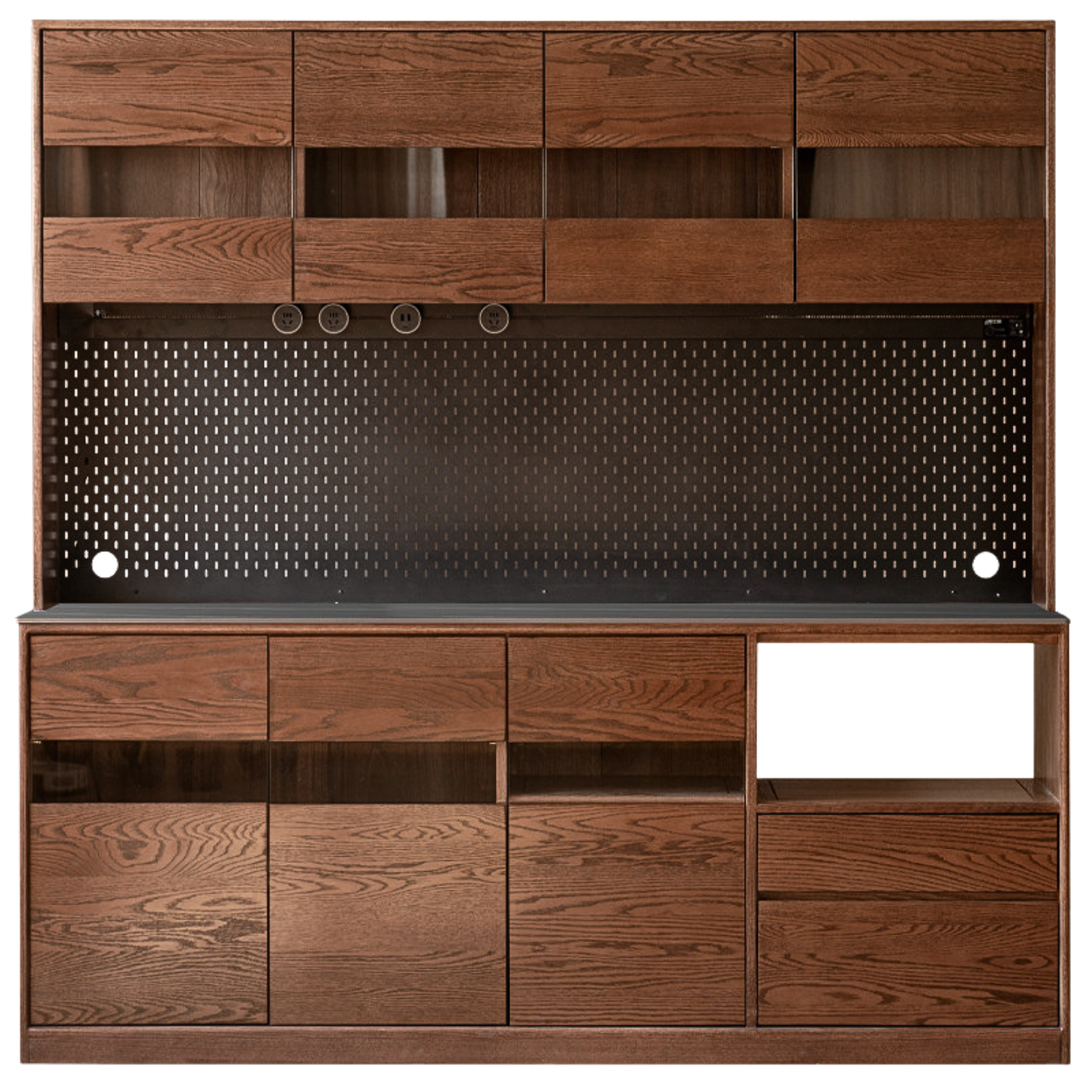Oak Solid Wood Dining Storage Sideboard Against The Wall