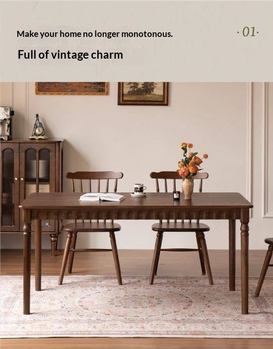 Black Walnut Solid Wood American Retro Style Dining Table