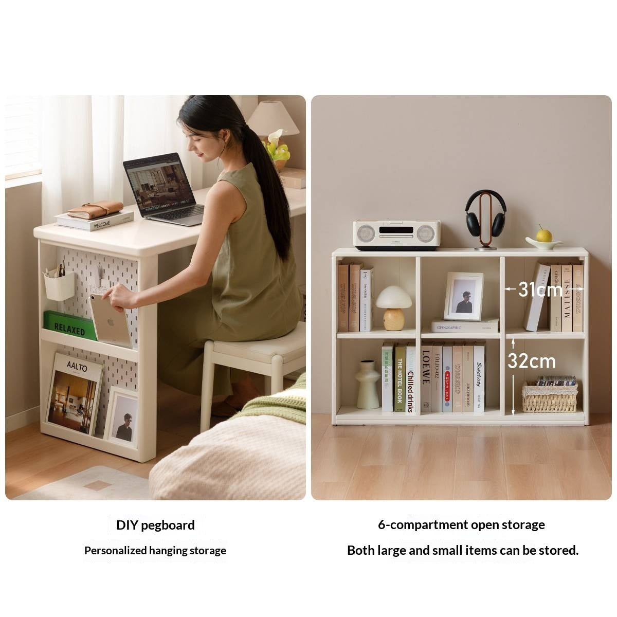 Rubberwood Solid Wood Cream Style Office Desk