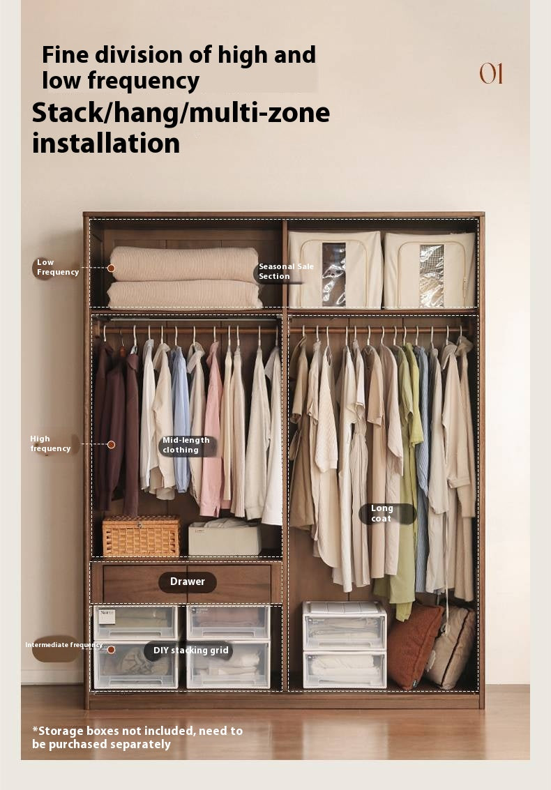 Sandalwood Solid Wood Modern Sliding Door Wardrobe.