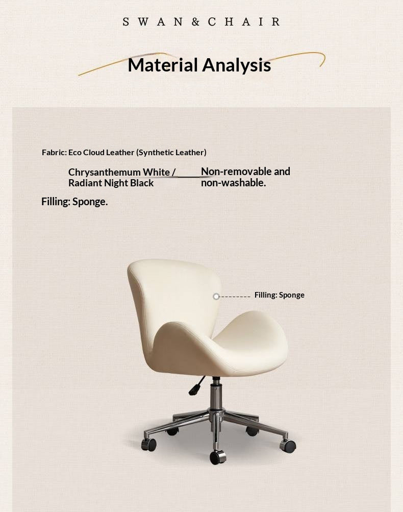 Swan-Style Swivel Office Chair with Chrome Base