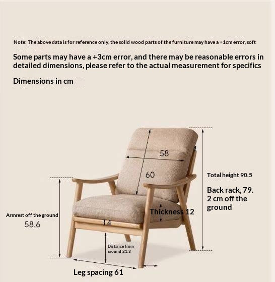 2 pcs Ash Solid Wood Genuine Leather, Fabrics Accent Chair, Modern Minimalist Lounge Chair