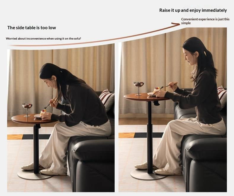 Poplar Solid Wood Vintage Style Adjustable Side Table