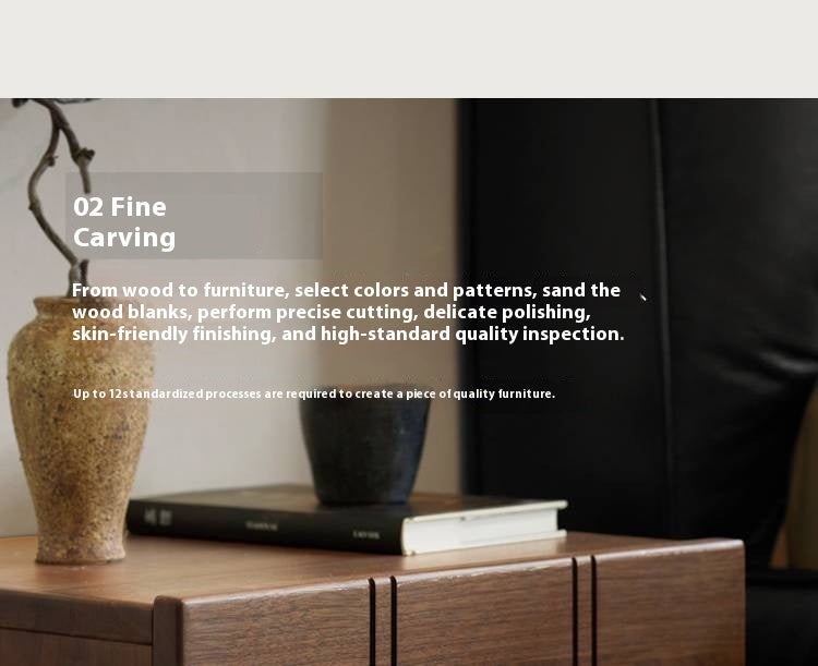 Black Walnut, Oak Wood Wabi-Sabi Style Nightstand