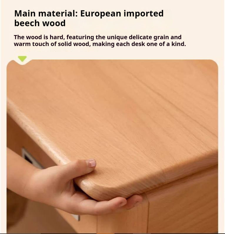 Beech Solid Wood Children's Study Desk with Electric Lift