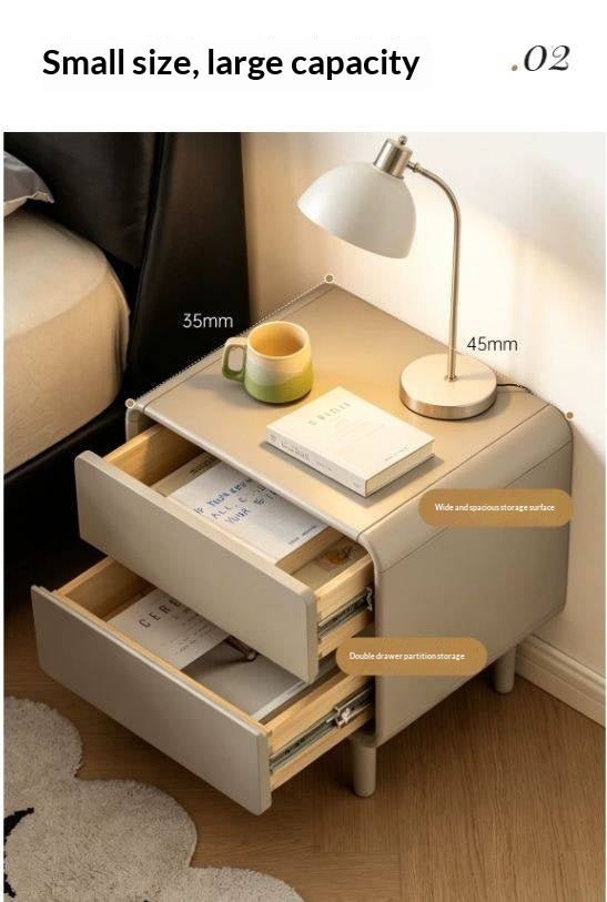 Solid RubberWood Nightstand Light Luxury.