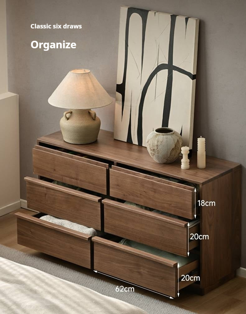 Black Walnut, Sandalwood, Oak Solid Wood Skeleton Line Chest of Drawers