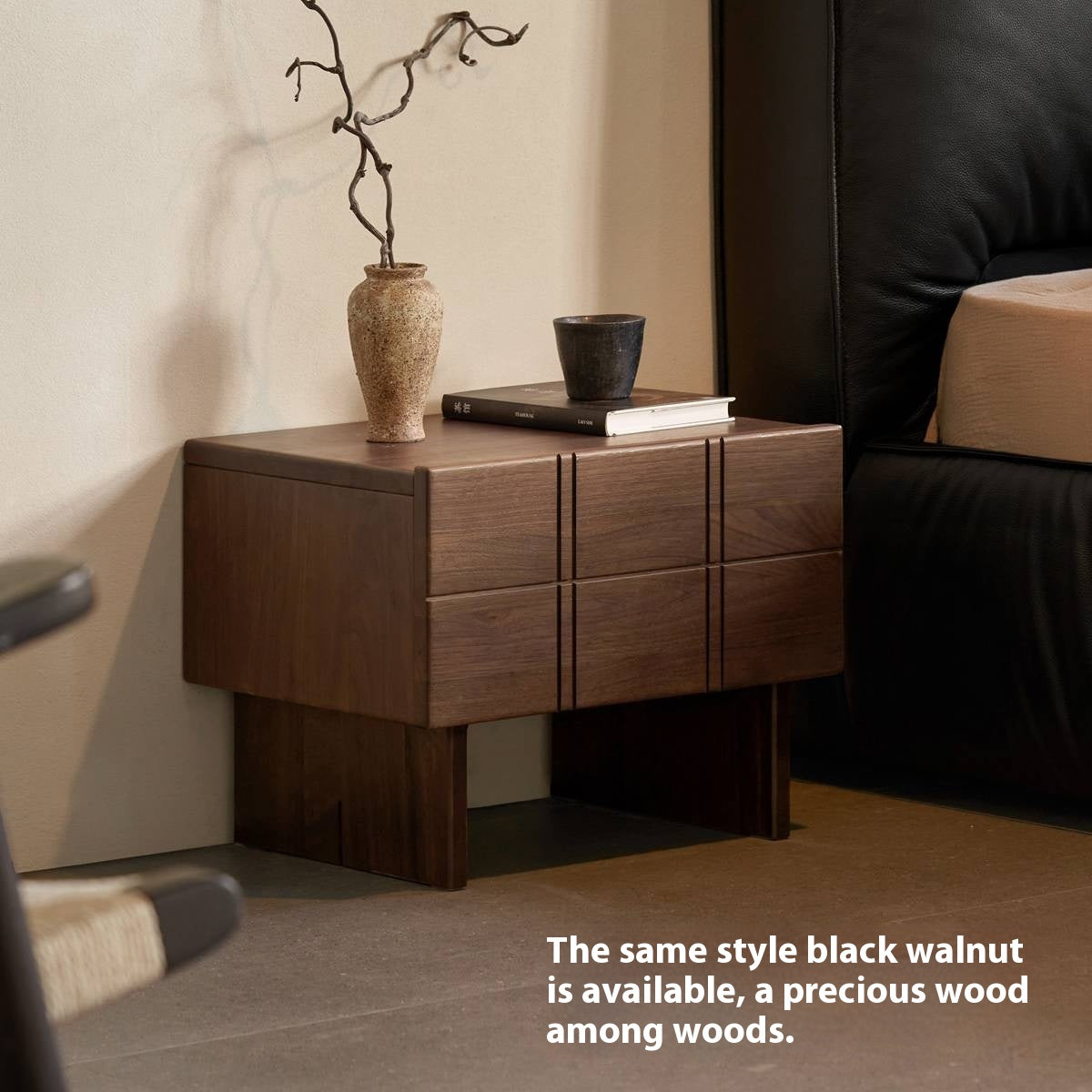 Oak, Black Walnut Solid Wood Wabi Sabi Nightstand