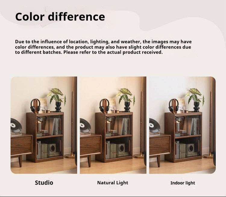 Oak Solid Wood Low Bookcase and Storage Cabinet