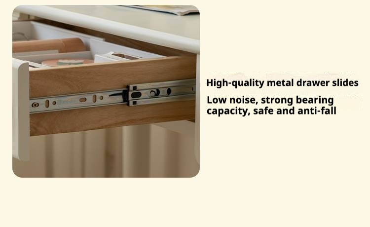 Rubber Solid Wood Cream Style Children's Desk.