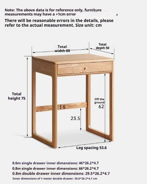 Oak, Beech Solid Wood Small Office Desk