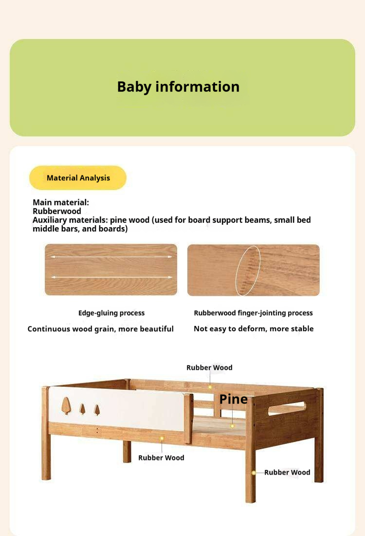 Rubberwood Solid Wood Kids Daybed with Trundle and Safety Guardrails