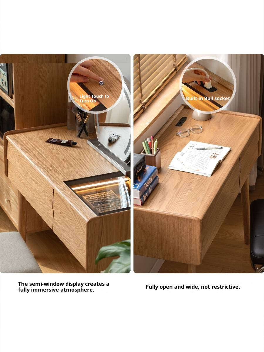 Oak Solid Wood Modern Minimalist Multifunctional Dressing Table