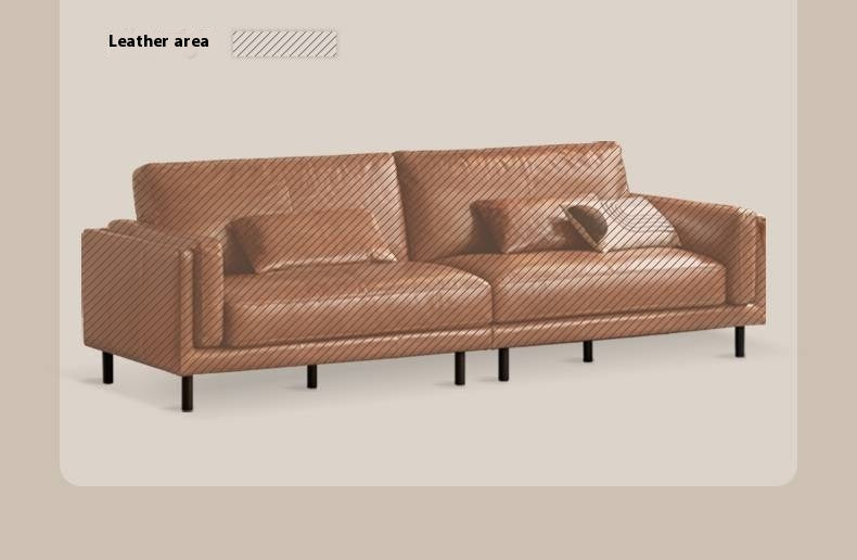 Italian Medieval Style Genuine Leather Oil-Wax Sofa