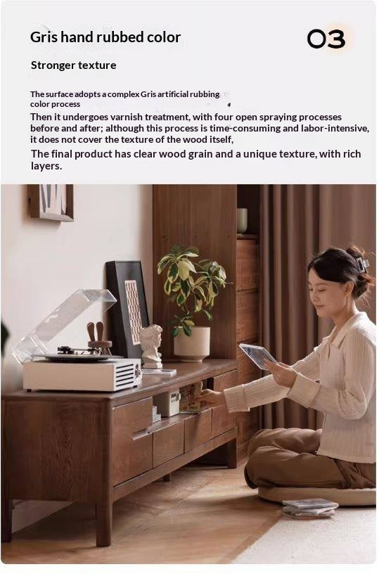 Oak, Solid Rubberwood Nordic Floor TV Cabinet.