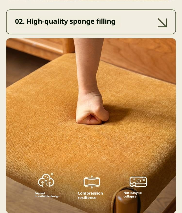 Set 4 pcs Cherry, Ash Solid Wood Artistic Retro Style Dining Chair