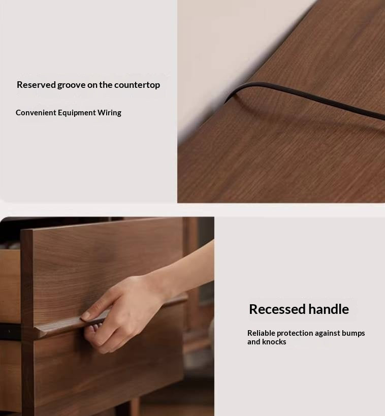 Black Walnut Solid Wood Modern TV Cabinet