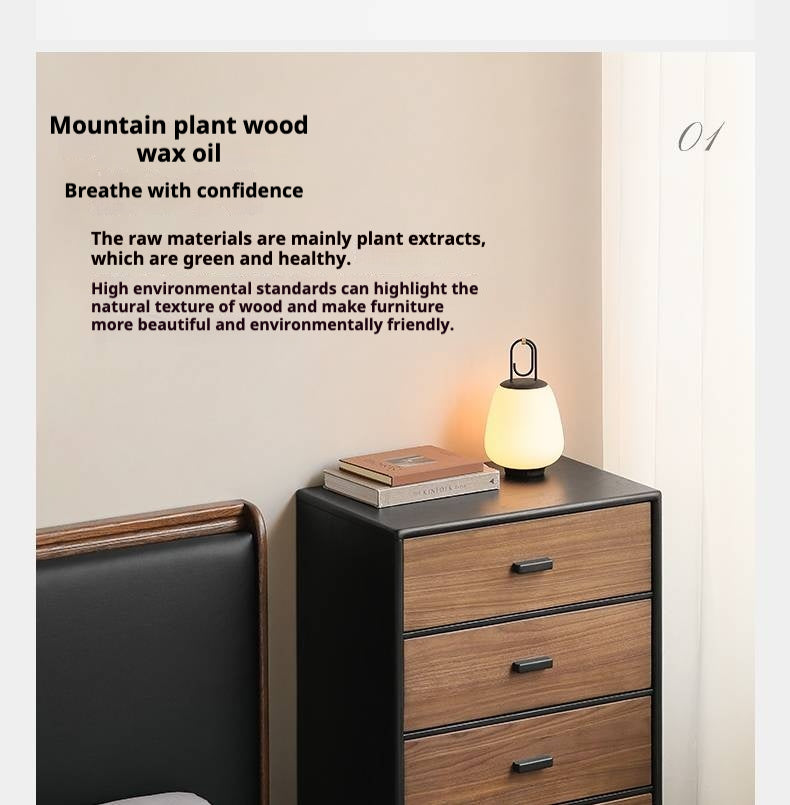 Oak Solid Wood Italian Light Luxury Chest of Drawers.