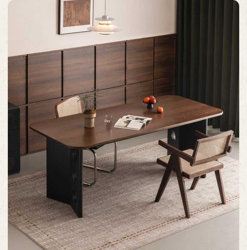 Black Walnut, Ash Solid Wood Retrо Dining Table