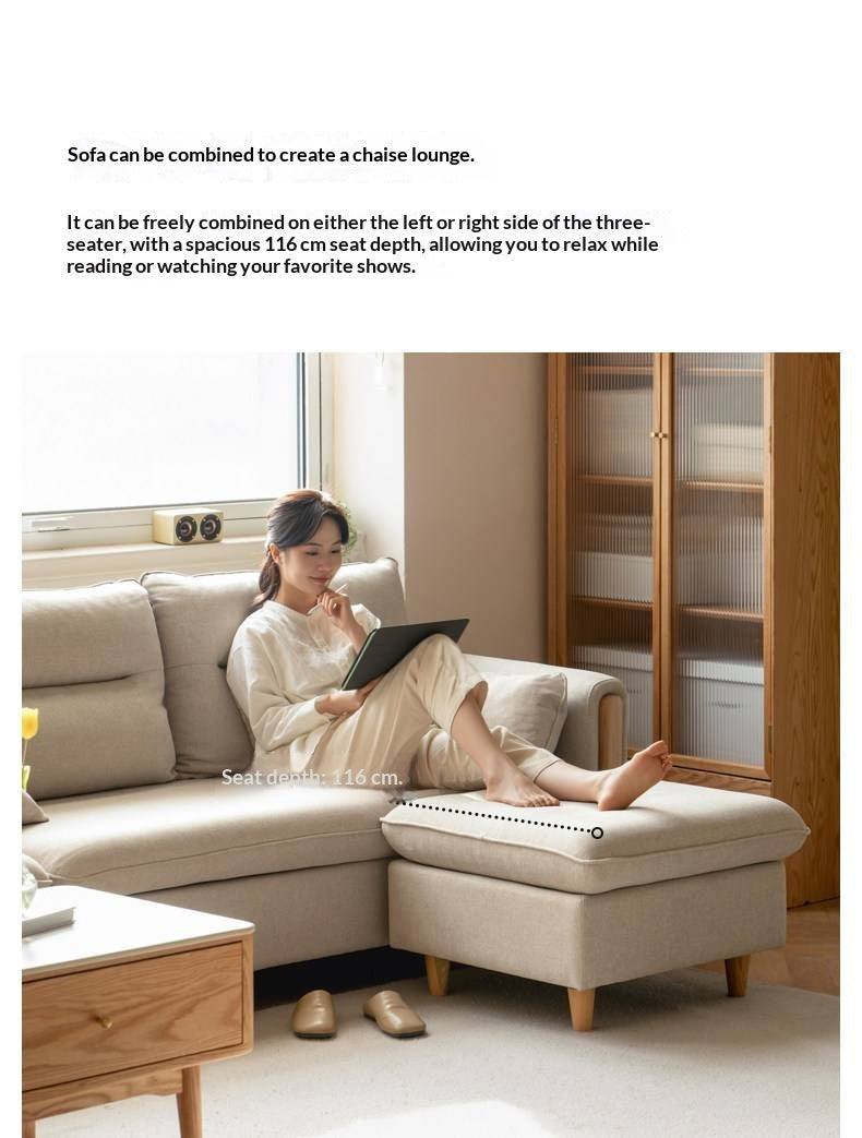 Ash Solid Wood Modern Corner-Style Fabric Sofa