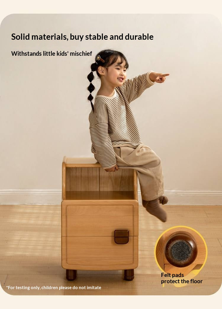 Beech Solid Wood Modern Kids Nightstand.