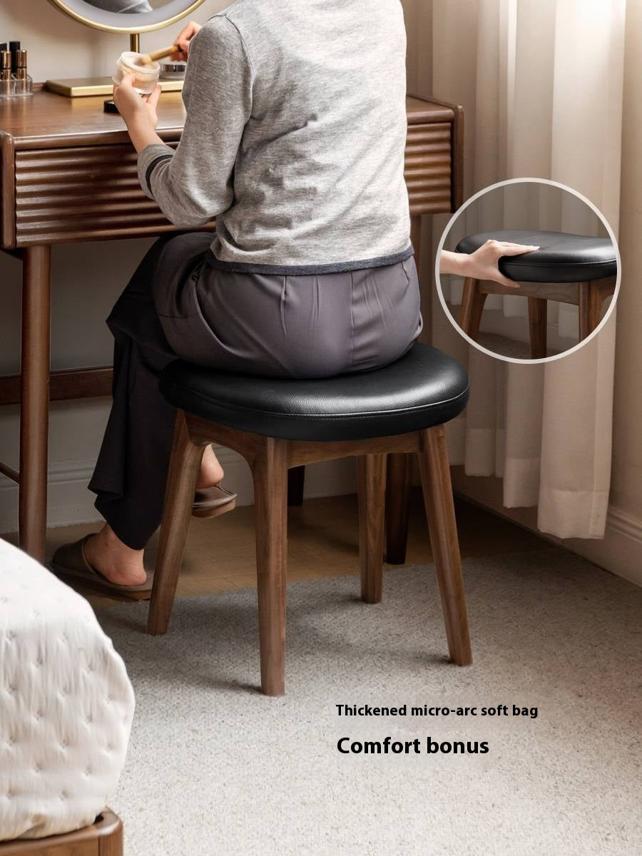 Ash, Black Walnut, Oak Solid Wood, Solid Longan Hardwood Makeup Stool