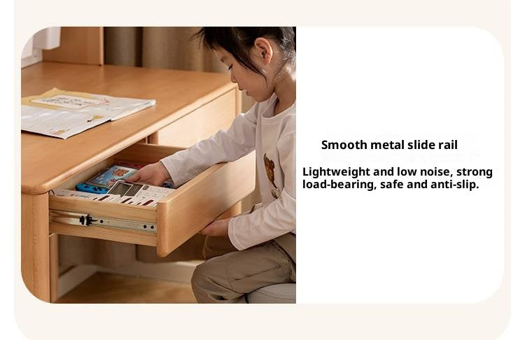 Beech Solid Wood Bookshelf Integrated Сhildren's Learning Desk