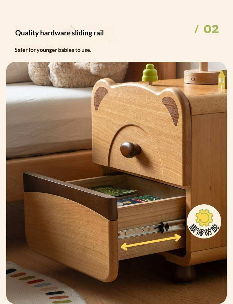 Beech Solid Wood Children s Cartoon Bear Nightstand