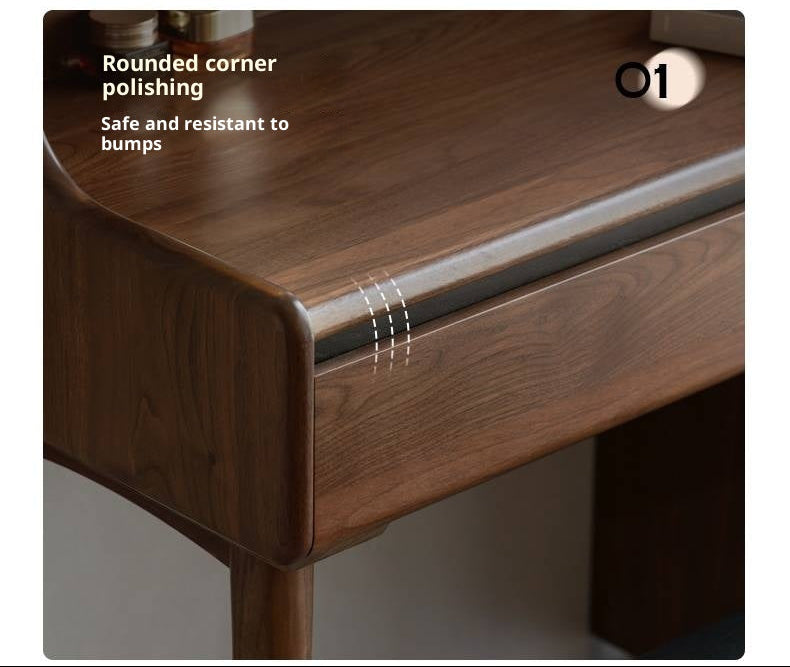 Black Walnut, Sandalwood Solid Wood Light Luxury Multifunctional Dressing Table