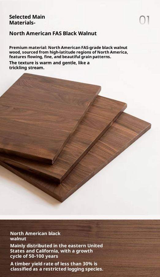 Black Walnut, Oak, South American Walnut Light Luxury Tableside Cabinet