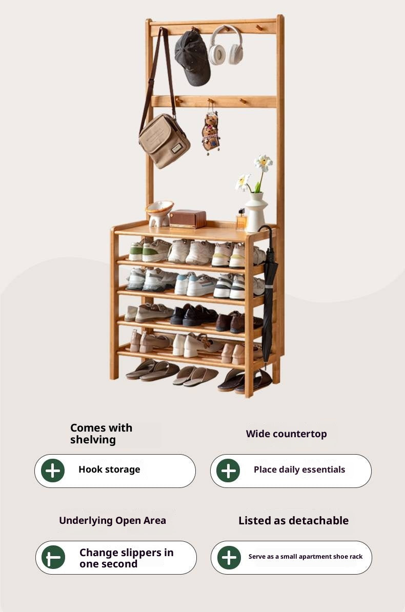 Solid Rubberwood Modern Minimalist Multi Layer Shoe Rack