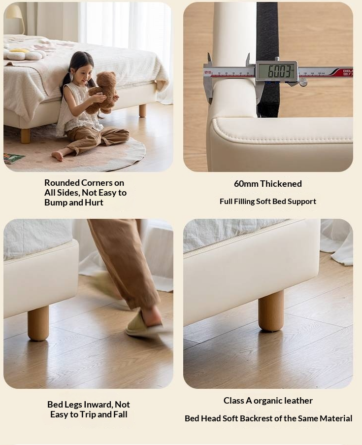 Сream style Organic Leather kid's Cloud Bed<