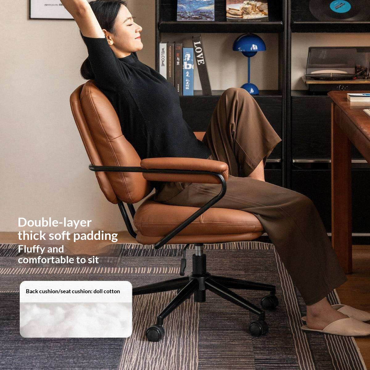 Leather Modern Liftable Armchair Office Chair