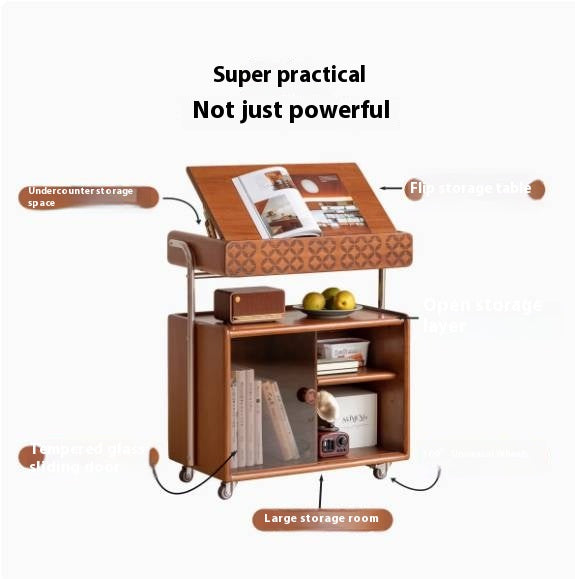 Poplar Solid Wood French Medieval Style Mobile Side Table