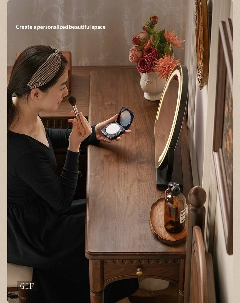 Black Walnut Solid Wood Vanity Table with Extendable Top