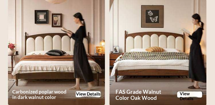Ash Solid Wood Arched Channel Tufted Platform Bed with Turned Posts