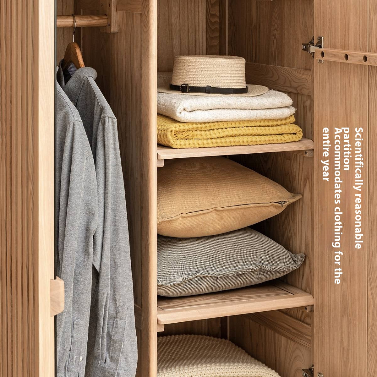 Ash Solid Wood Modern Wardrobe.