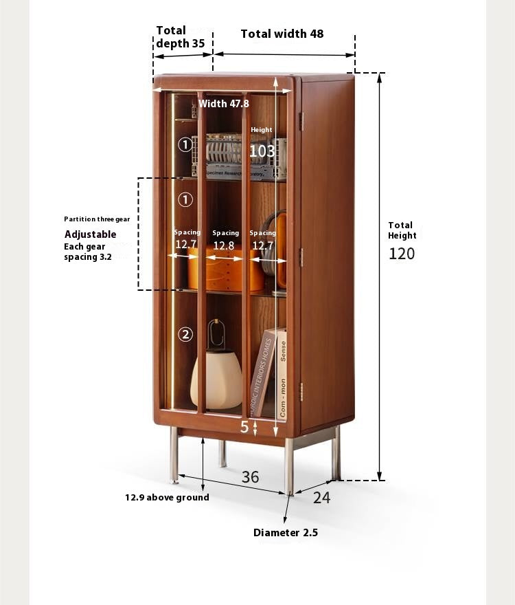 Poplar Solid Wood Bauhaus Style Side Cabinet.