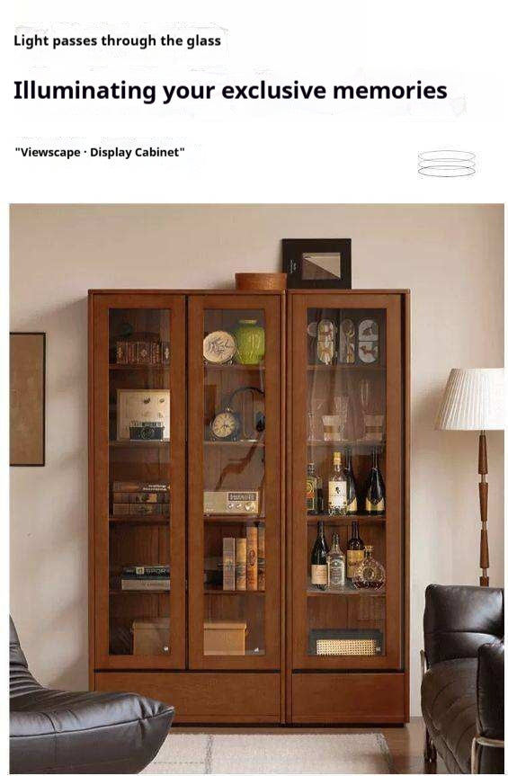 Tulipwood Solid Wood Antique Style Glass Bookshelf