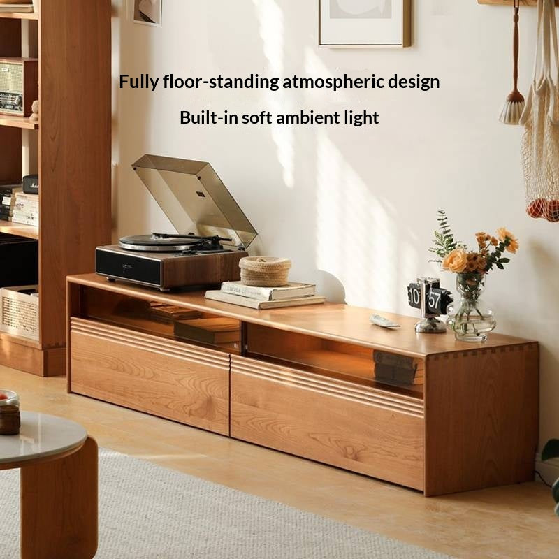 Cherry Solid Wood Floor TV Cabinet