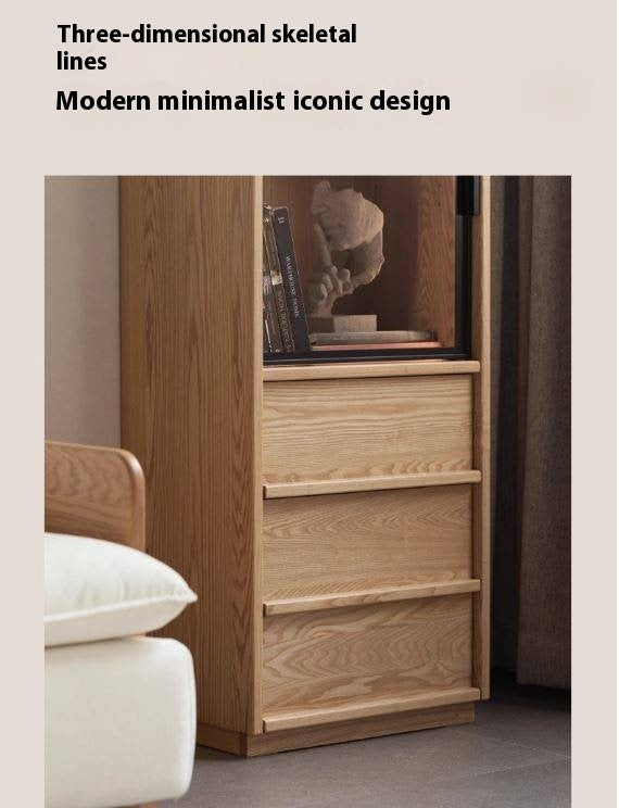 Ash Solid Wood Modern Side Cabinet.