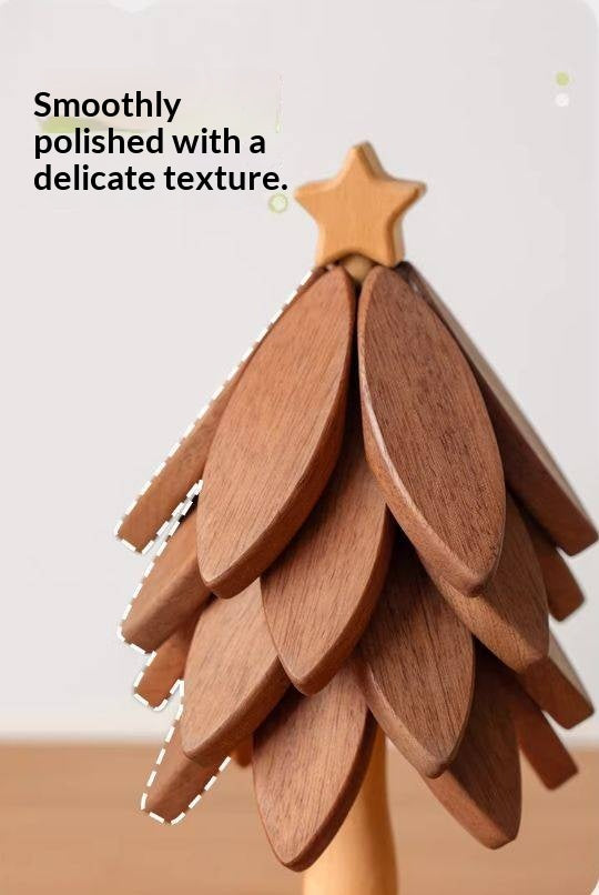 Black Walnut, Beech, Ebony Solid Wood Anti-Scalding Kitchen Mat with Heat Insulation