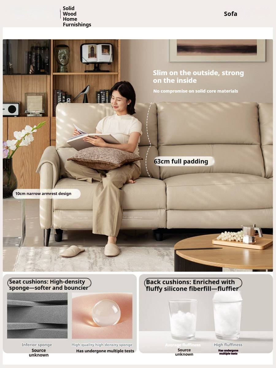 Genuine Leather Power Reclining Sofa with Wall-Hugger Track Arms
