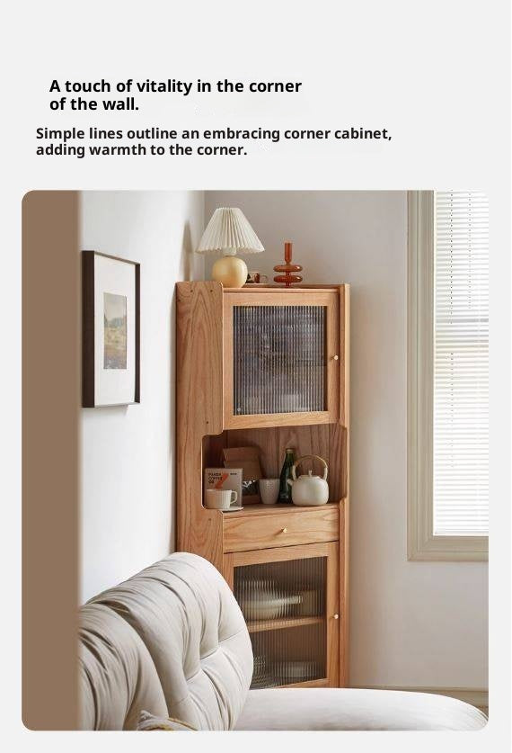 Oak Solid Wood Corner Nordic Storage Cabinet