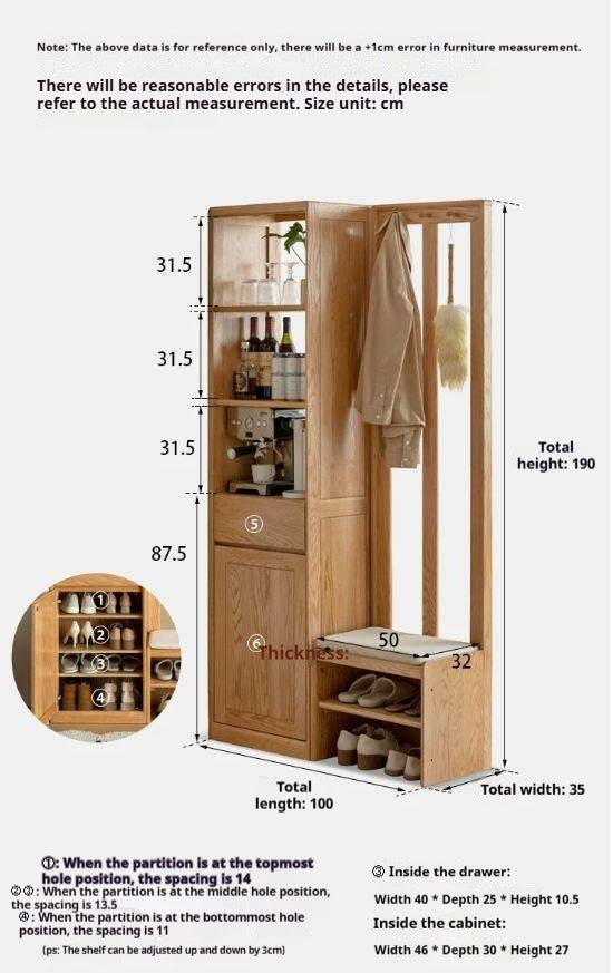 Oak Solid Wood Entry Shoe Cabinets Hall Entrance Cabinet