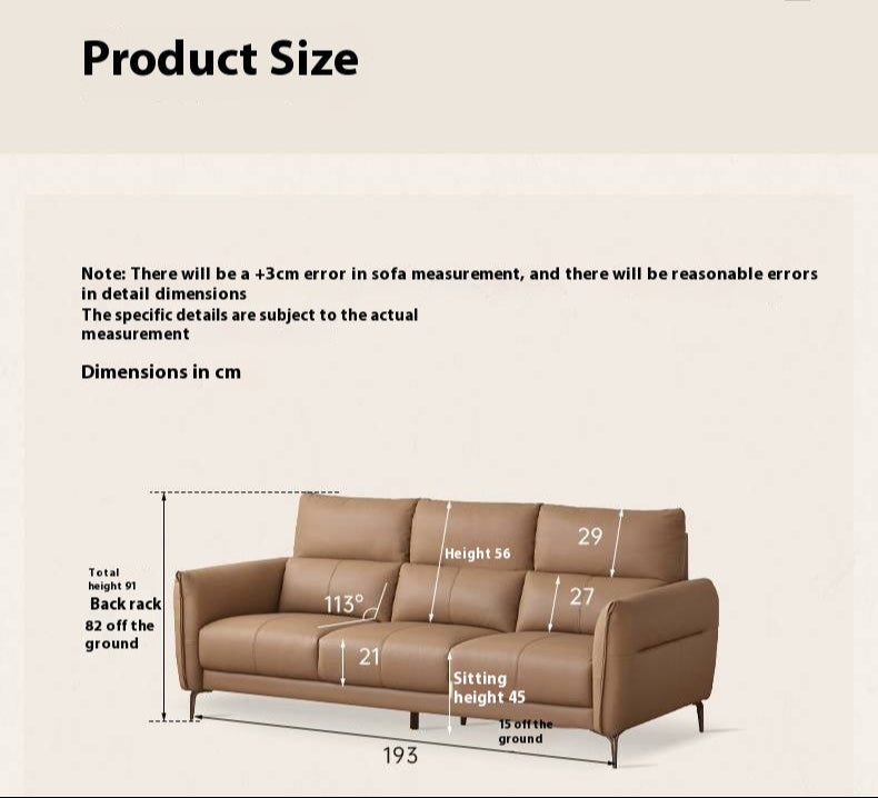 Genuine Leather High-Back Modern Sofa
