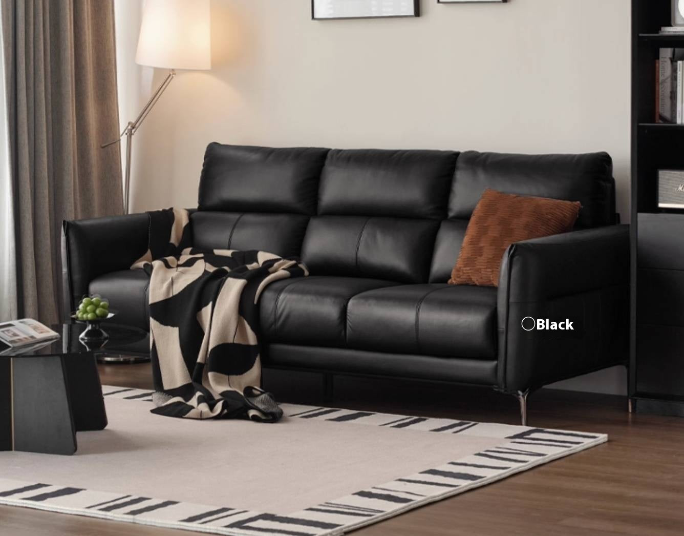 Genuine Leather High-Back Modern Sofa