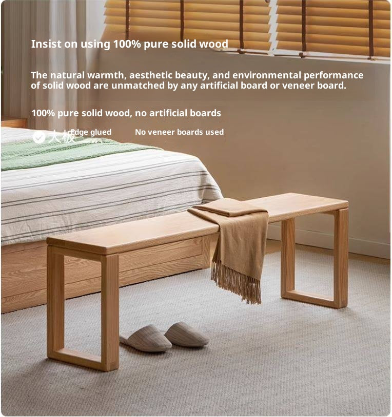 Ash, Oak, Cherry, Beech Solid Wood Long Bed end Bench
