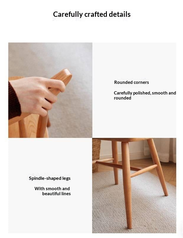 Set 4 pcs Cherry Solid Wood Modern Minimalist Nordic Style Backrest Chair